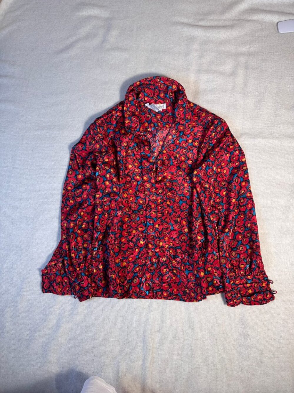 Vintage Diversity Petite Poppy Floral Silky Blouse 10P